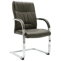 BüRostuhl Freischwinger Grau Kunstleder Ergonomisch HöHenverstellbar Armlehnen