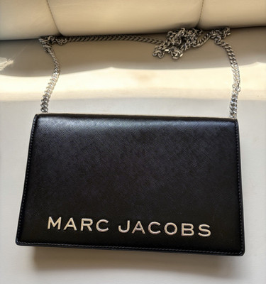 Marc Jacobs Black Small Flap Crossbody Bag Chain Strap Detachable Strap
