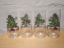 Luminarc Noel Set of 4 Clear Glass Christmas Tree Highball Glasses