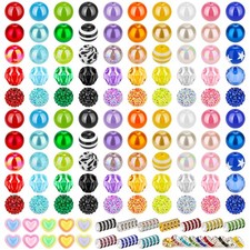 110 Pcs 20mm Beads for Pens Making with 60Pcs Rondelle Spacer Beads, Bubblegu...