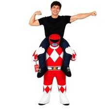 Adult Red Power Ranger Piggyback Costume Men Womens Superhero Ride On Halloween