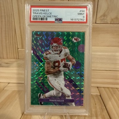 2025 Topps Finest - PSA 9 Travis Kelce #94 Green Geometric Refractor /75 POP 1