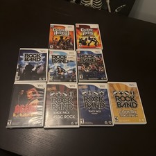 Nintendo Wii Lot Of 9 Rock Band 2 3 Classic Rock Country Track Pack Hero ac dc