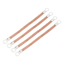  4Pcs Braided Ground Strap 8" x 0.4" Copper Universal Automotive Flexible Bare 