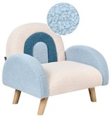 Kindersessel Aus Bouclé Hellblau Gepolstert Regenbogen Design Ombo