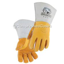 Black Stallion 850M Gold Reversed Grain/Split Elkskin Premium Welding Gloves, M