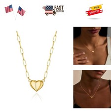 Cute Heart Necklace Tiny 14k Gold Heart Pendant Choker Necklaces Small Gold L...