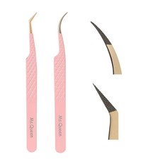 Volume Lash Tweezers Set,2Pcs Fiber Tip 45 Degree Volume and Curved Isolation...