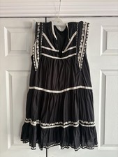 zara black and white embroidered dress Size M