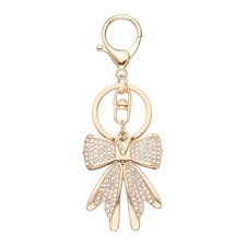 Sparkly Rhinestone Bow Keychain, Cute Butterfly Key Chain, Gold  Letter V