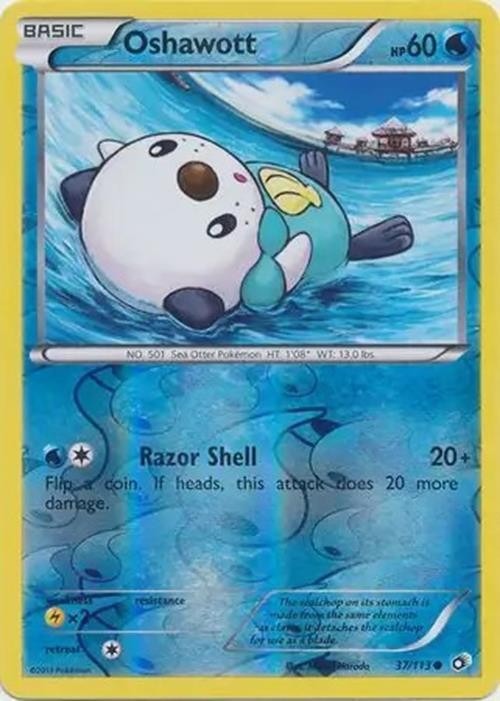 Oshawott - 37/113 - Pokemon Legendary Treasures Reverse Holo Rare LP
