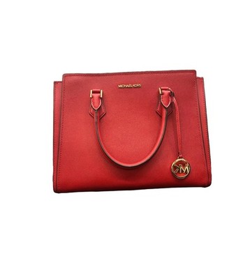 Michael Kors Hope Medium Leather Satchel Bag - Red