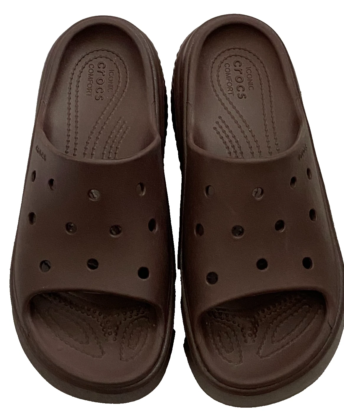 NWOT Crocs Stomp Unisex Platform Brown Slides Size US W 8 M 6