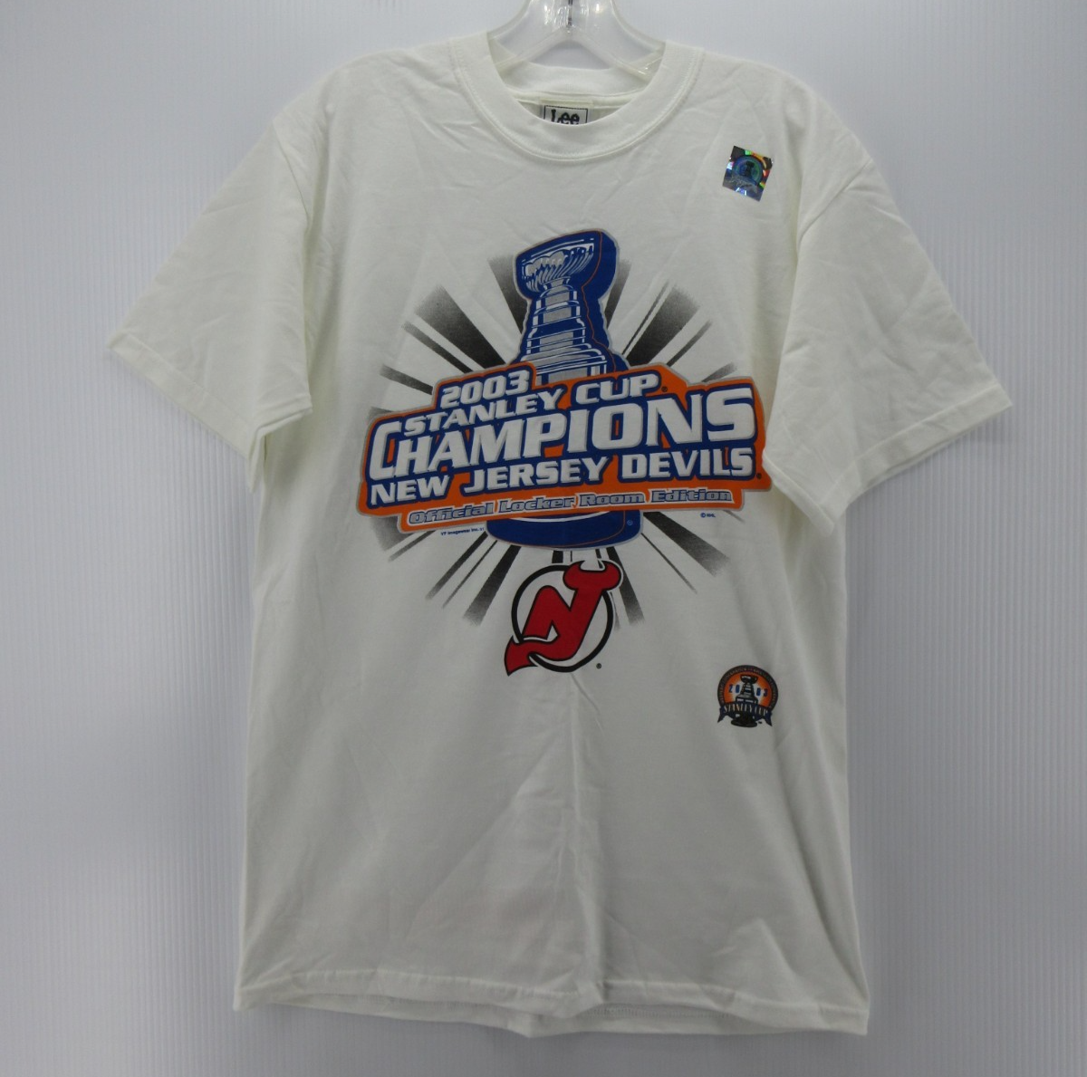 VINTAGE New Jersey Devils Shirt Men Medium White 2003 Stanley Cup