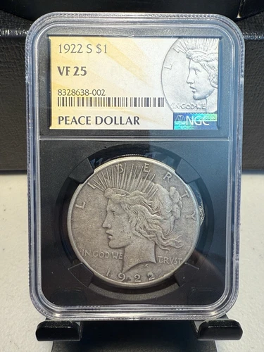 1922 S Peace Silver Dollar NGC VF25 Black Core Free Shipping
