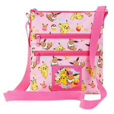 Pokemon Cross Body Bag for Girls Pikachu Eevee Pink One Size, Aop