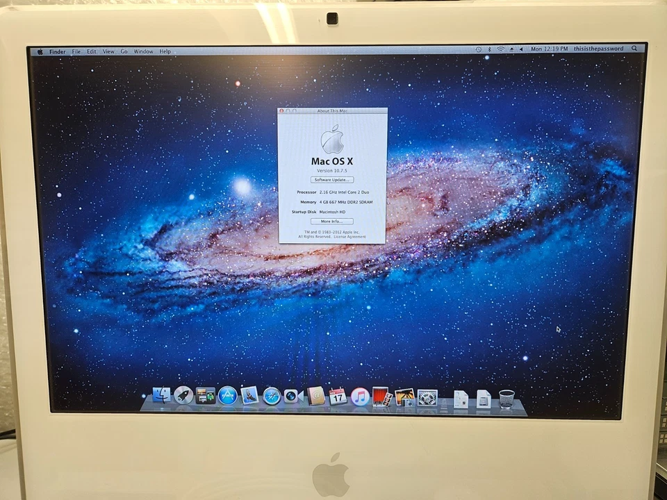 2006 Imac 20 inch Core 2 Duo 4GB RAM 250 HDD **Can Dual Boot XP** - Image 2 of 4