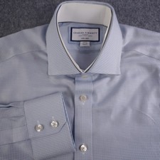 Charles Tyrwhitt Dress Shirt Mens 15.5 33 Slim Fit NWOT Blue Micro Geometric