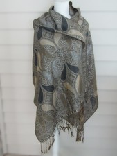 Pashmina Wrap Pashmina Silk Blend Paisley Fringed Shawl Wrap 70 x 27.5