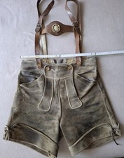 alte Lederhose 48 kurz voll Rindleder Pfadi Pfadfinderhose Träger Handarbeit