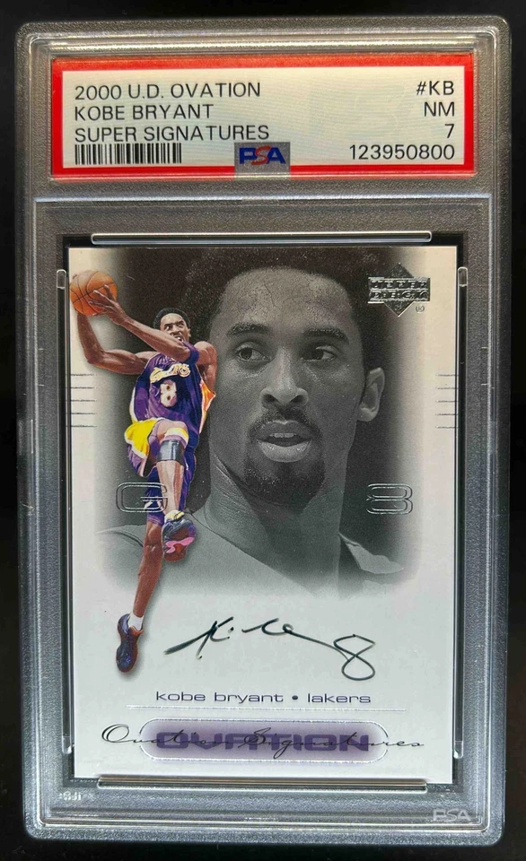 2000-01 Upper Deck Ovation Коби Брайант Super Signatures с автографом #KB Lakers PSA 7