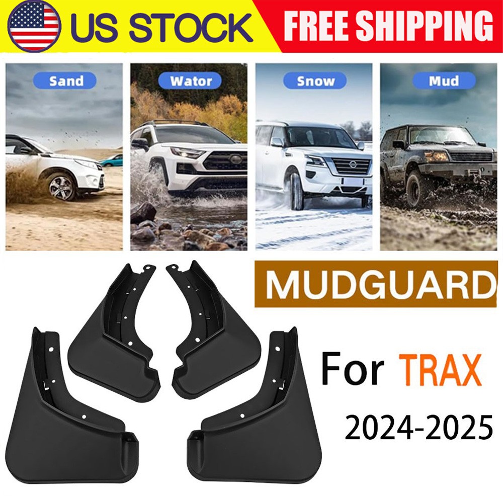 4pc Mud Flaps For Chevy Trax 2024+ Mud Guards No Drill Splash Guard Fender Black