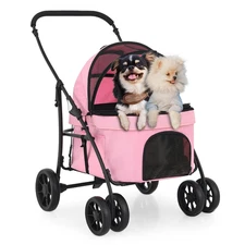 Monibloom Pet Stroller for Large Dogs up to 45Lbs, 4-Wheels Folding Dog Wagon wi