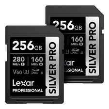 Lexar 256GB 2-PK Professional Silver PRO SD Card, 2-Pack , silver