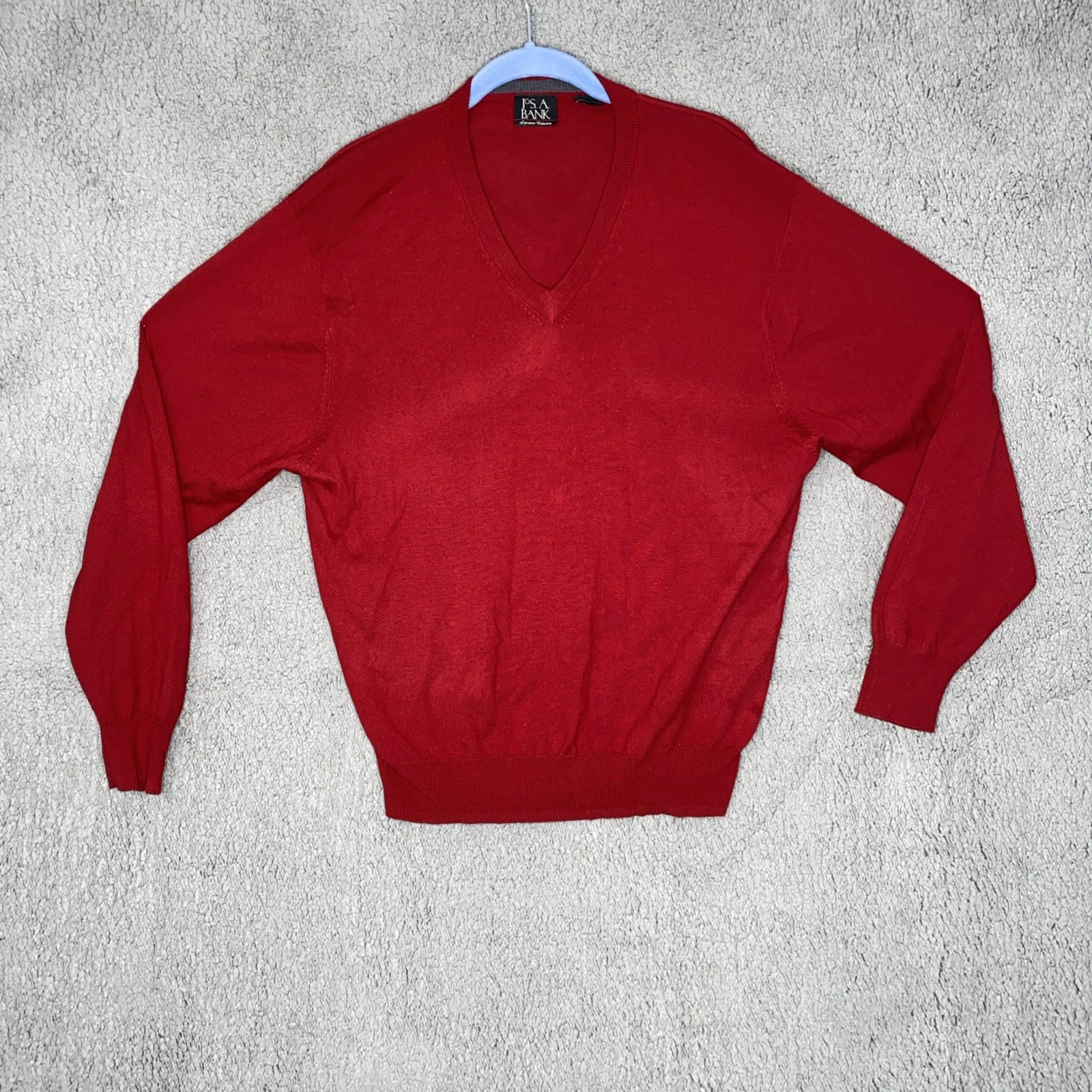 Jos.A Bank Signature Collection 100%Merino Wool V Neck Knit Sweater Sz L