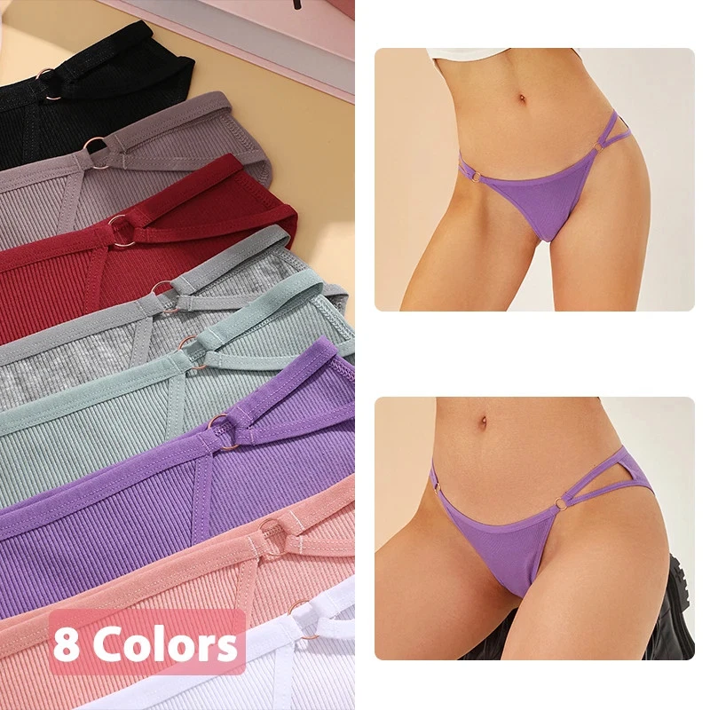 3 Pc Cotton Panties Women Low Rise Briefs Soft Button Pattern Breathable - Image 3 of 4