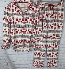 HANNA ANDERSSON Adult Small Dear Deer Christmas Flannel Pajama Set Christmas