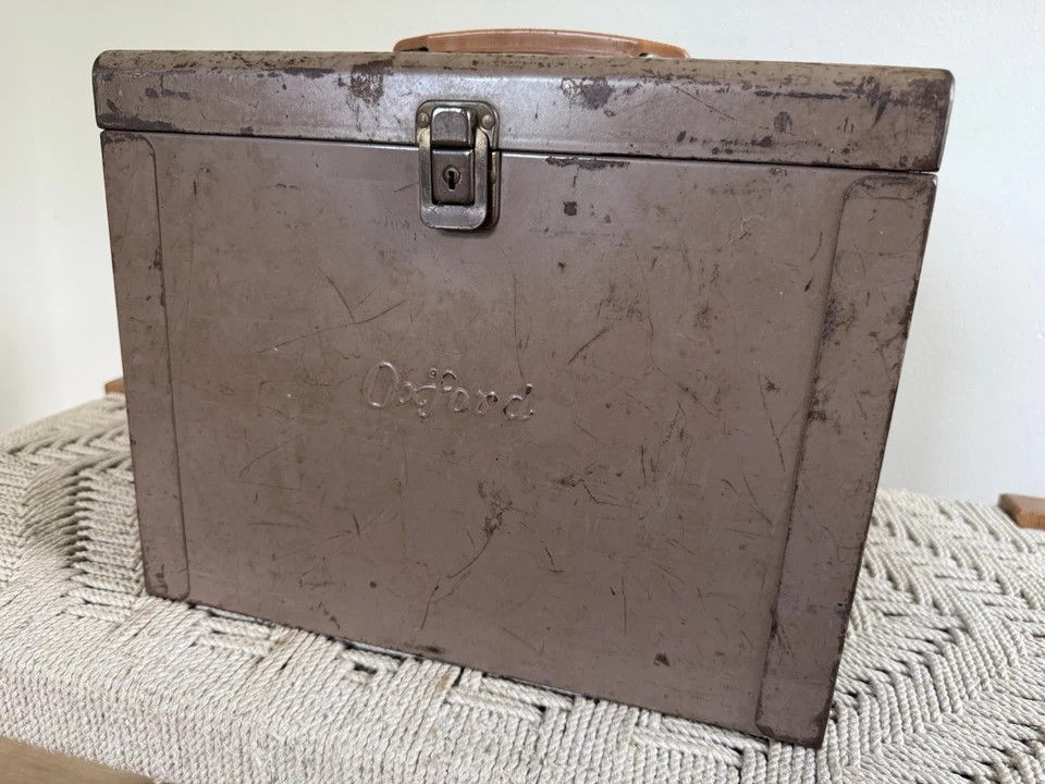 🍊Caja archivadora de papel industrial Oxford marrón vintage años 60 13" x 11" Foto 2 de 4