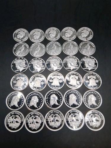 Salida Silver Rounds Lot 30 Pure .999 Fine Silver Rounds Premium New Bullion Estate Lot Coin ...