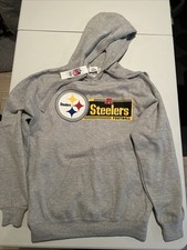 Pittsburgh Steelers Vintage Gray NFL Hoodie Sweatshirt Medium New With Tags