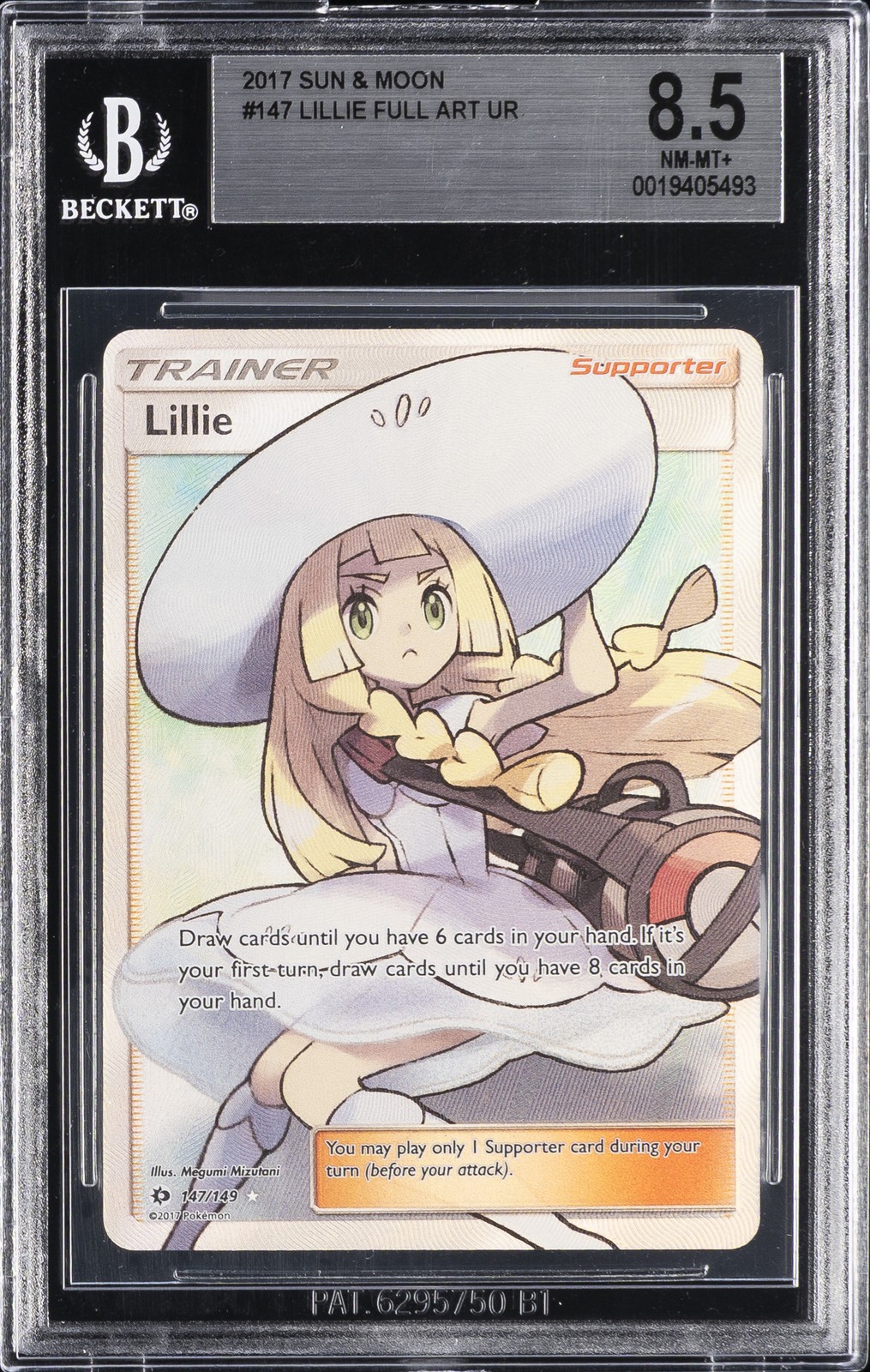 2017 SUN & MOON FULL ART, ULTRA RARE #147 LILLIE BGS 8.5