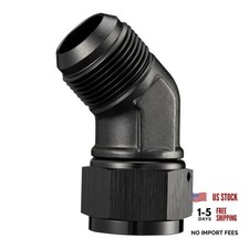 16AN Female to AN16 Male Flare 45 Degree Swivel Fitting Adapter Aluminum Black