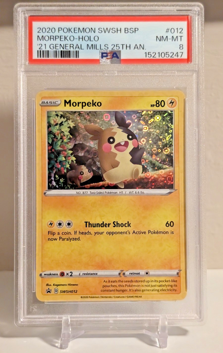 PSA NM-MT 8 2021 GENERAL MILLS 25TH ANNIVERSARY #012 MORPEKO-HOLO