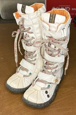 Original TMA Eyes - White Mid Calf Patchwork Boots - Fluffy Lined sz 6.5