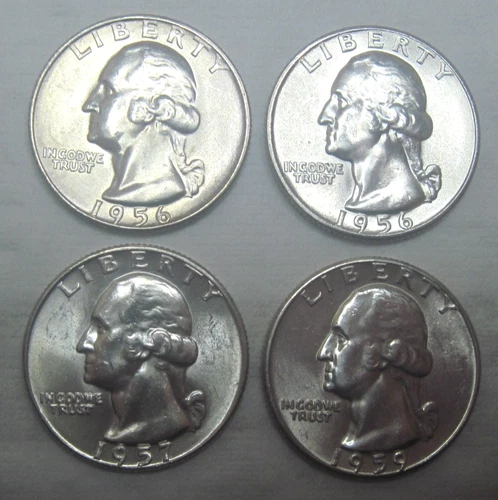 (4) BU * 1956, 1957, 1959 * Silver WASHINGTON QUARTERS * As Seen * USA FREE SHIP