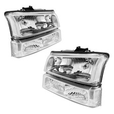Headlight Set Pair Bumper Light 03-06 Silverado Avalanche 1500-3500 Upgraded