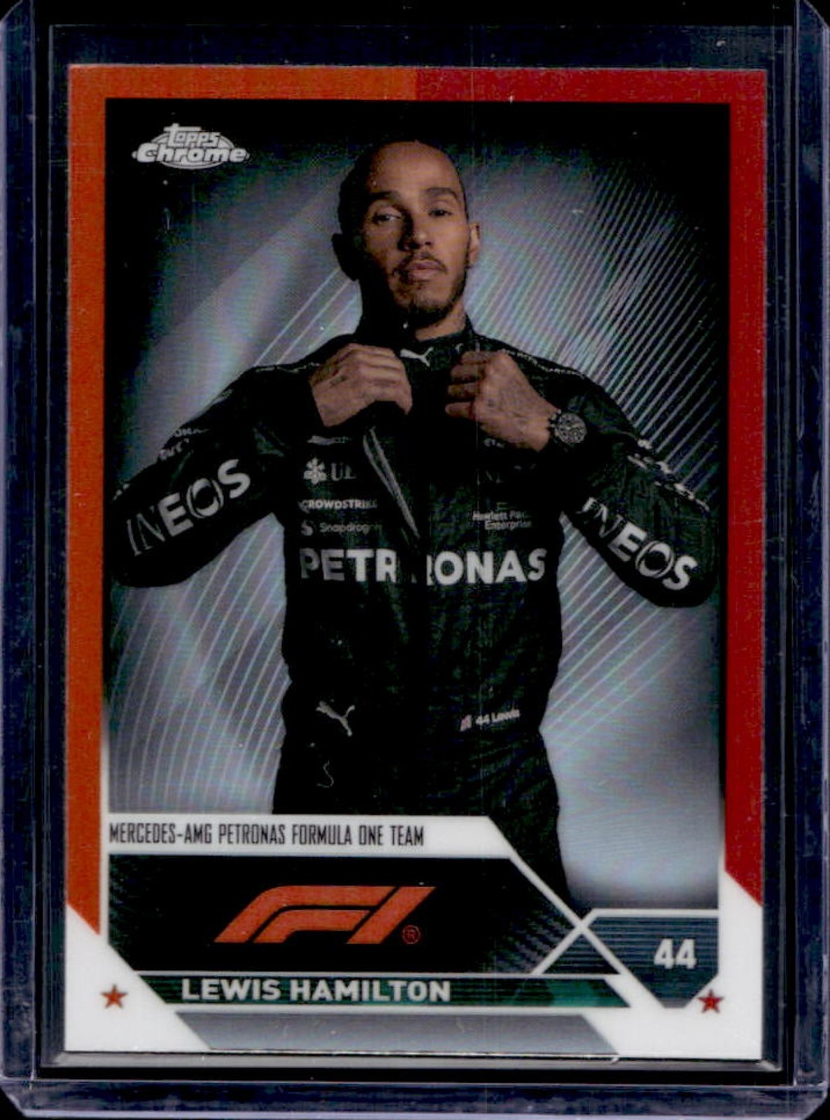 2023 Topps Chrome F1 Lewis Hamilton Orange Red Refractor #21