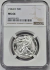 1944 D Walking Liberty Half Dollar NGC MS-66
