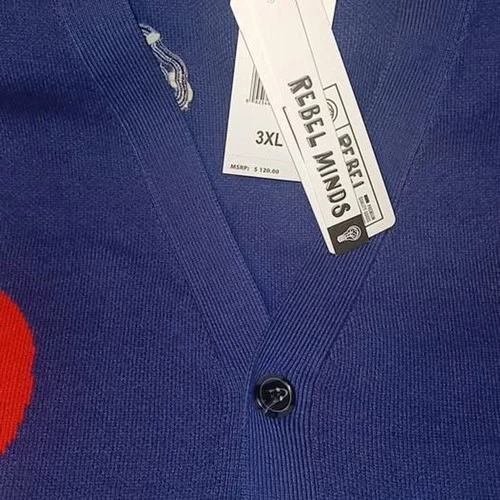 BRAND NEW WITH TAGS- SIZE 3X - REBEL MINDS CARDIGAN - BLUE AND RED - product listing photo
