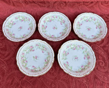 Antique Limoges Coronet France MoeM Hand Painted Dessert Bowl Pink Roses Gold 5