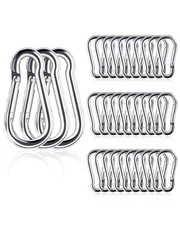 30 Small Carabiner Clip 1.57" X .79" Steel Spring Snap Hook Locking 120lb Load