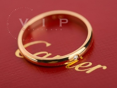 CARTIER 1895 TRAURING 18K GOLD & DIAMANT EHERING WEDDING BAND RING 1 DIAMOND °52