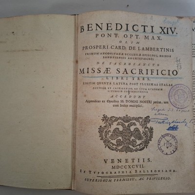 Benedicti XIV. Pont. Opt. Max. Olim Prosperi Card. De Lambertinis Primum Anconit