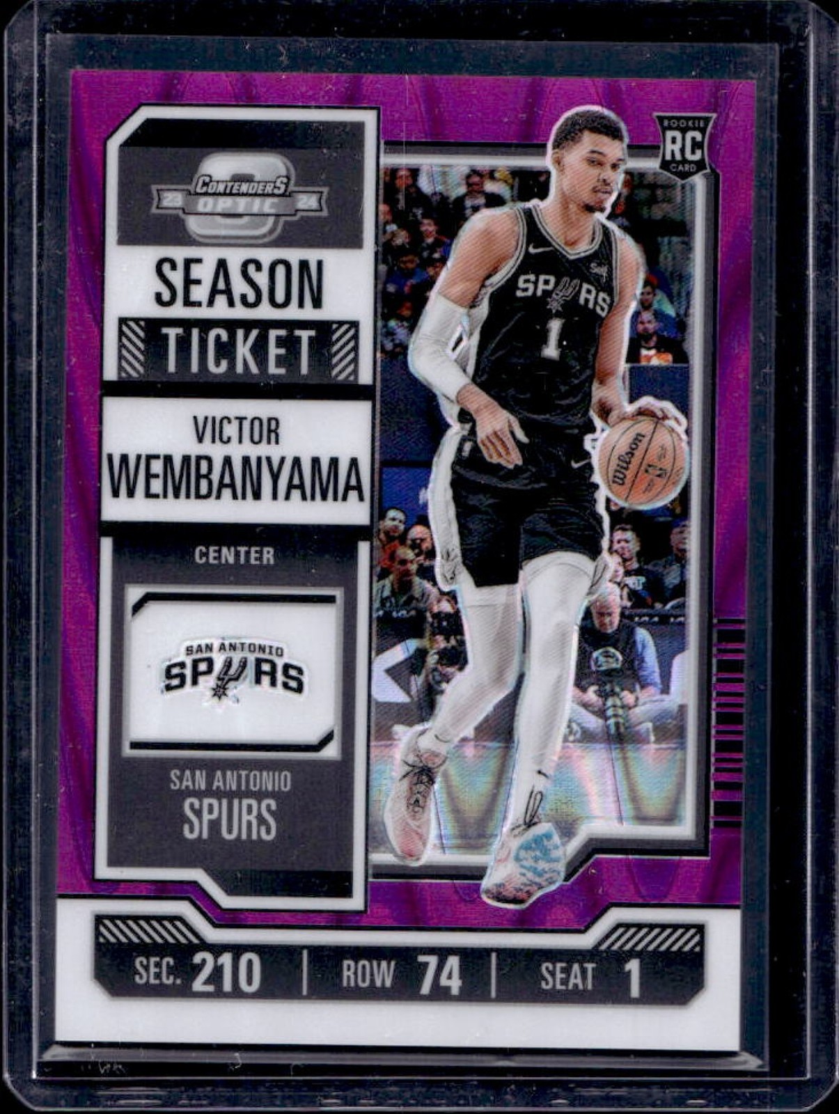 2023-24 Contenders Optic Victor Wembanyama Season Ticket RC Purple FOTL #11/18