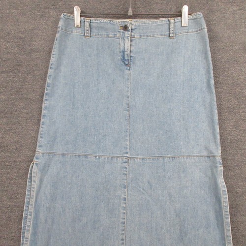 Theory Skirt Womens 4 Light Wash Denim Jean Long Slits Made In USA - Picture 2 of 10