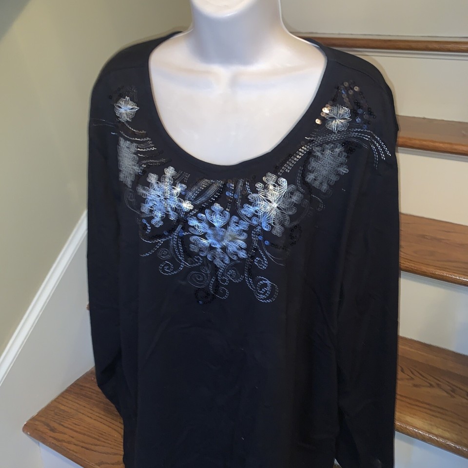 Cj Banks Solid Black Short Sleeve Blouse Size 1X (Plus) - 66% off | thredUP
